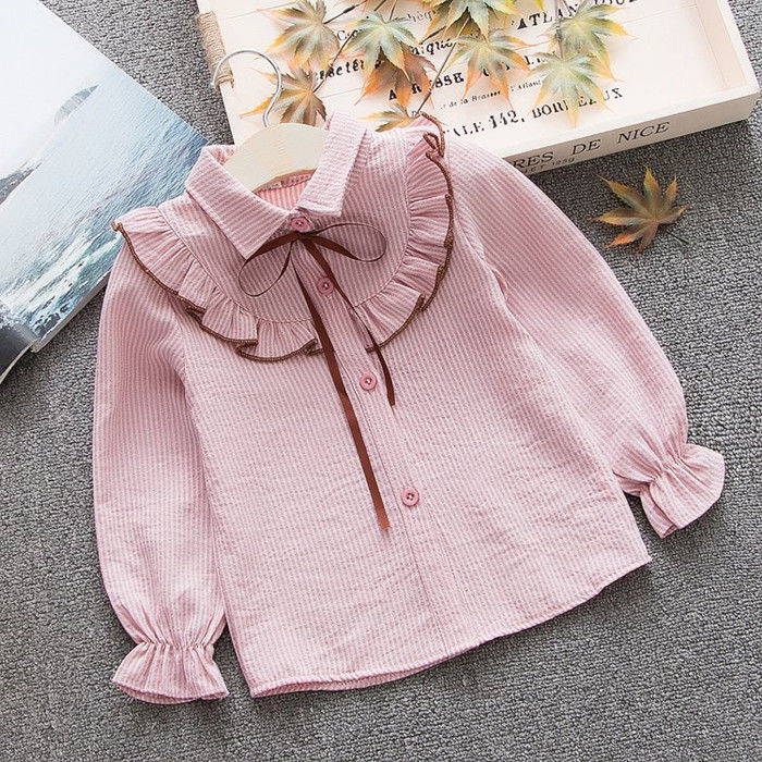 Cotton Blouse for Big Girls Striped Clothes Children Long Sleeve School Girl Shirt