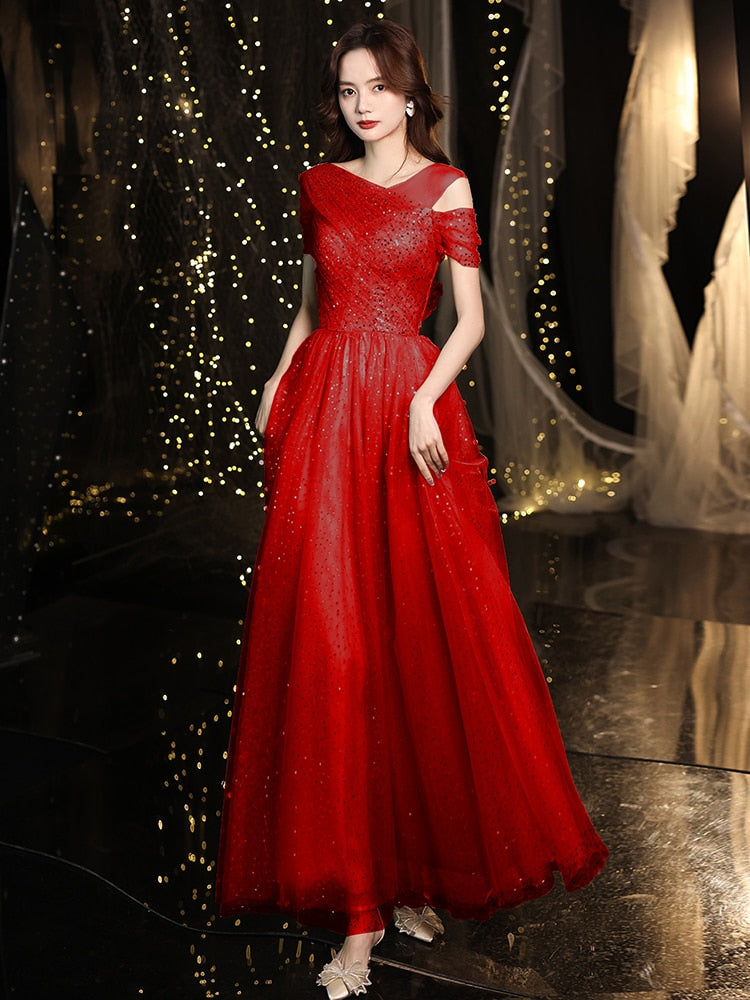 Evening wear Dresses: Off Shoulder A Line Prom Dress  Fashion Sequins