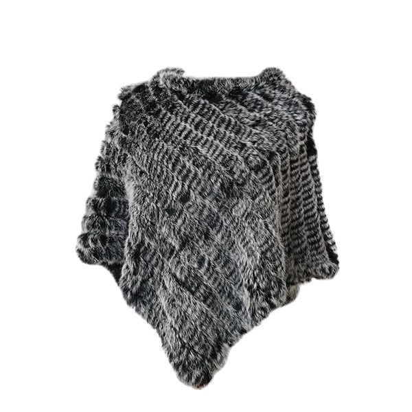 Real Fur Knitted Natural Fur Poncho Vest Fashion Wrap Coat Shawl