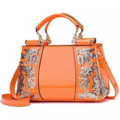 Embroidery Women Bag Leather Purses and Handbags Luxury Shoulder Bags