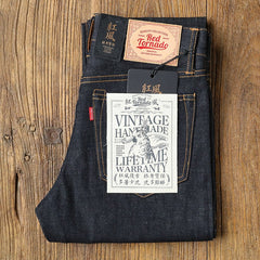 Red Tornado Slim Fit Men Jeans Selvage Denim Pants Blue Onewash