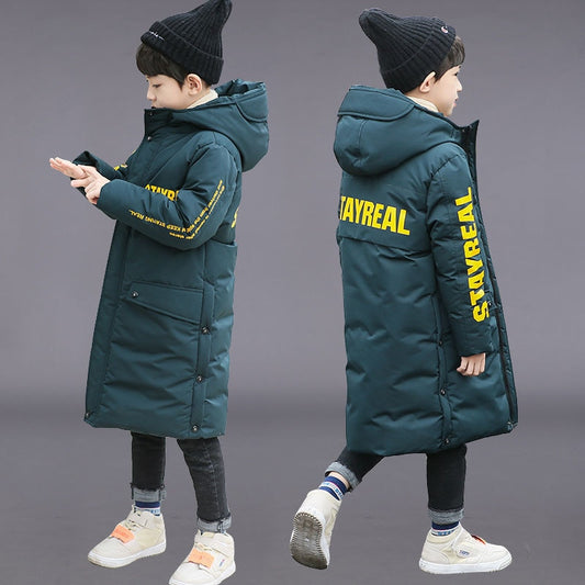 degrees High quality Winter Boys Long Coat Clothes overcoat Snowsuit