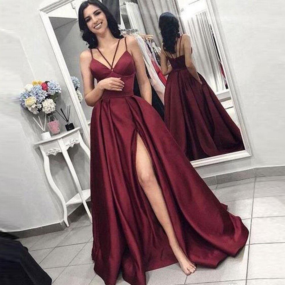 Homecoming Dresses: Prom Party Evening Dresses Side Slit Robe