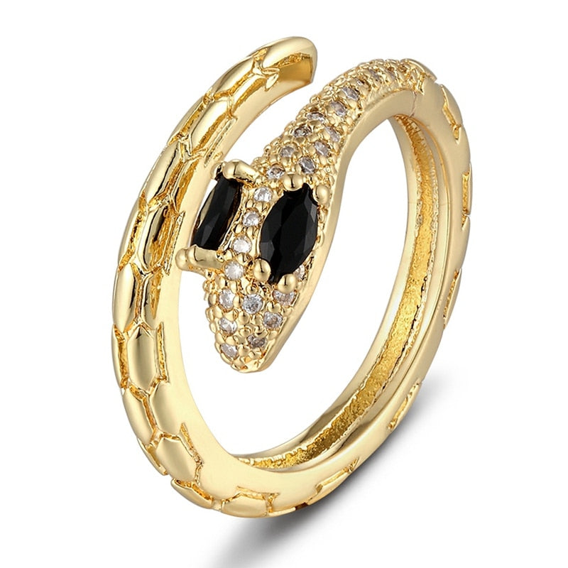 Punk Snake Rings For Women Rainbow CZ Stones Party Opening