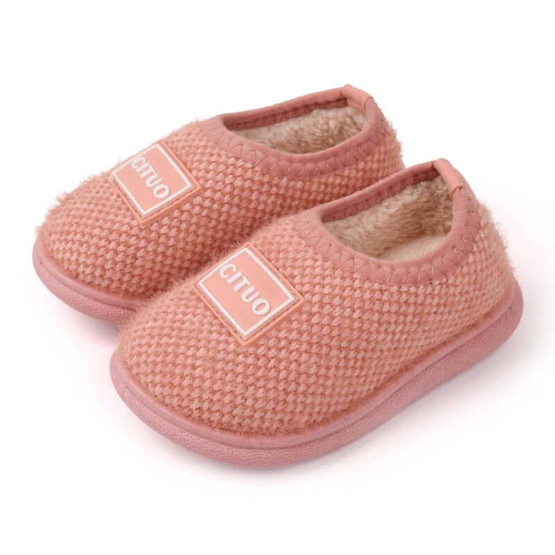 Winter Children Knit Furry Slippers Kids Soft Plush Warm Home Floor Shoes