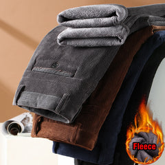 Winter Men Fleece Corduroy Pants Business Fashion Classic Style