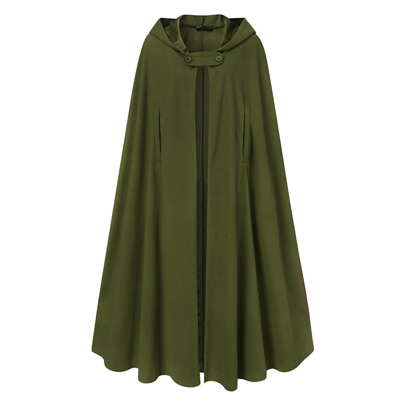 Women Autumn Winter Hoodies Long Cape Cloak Casual Hooded Coat