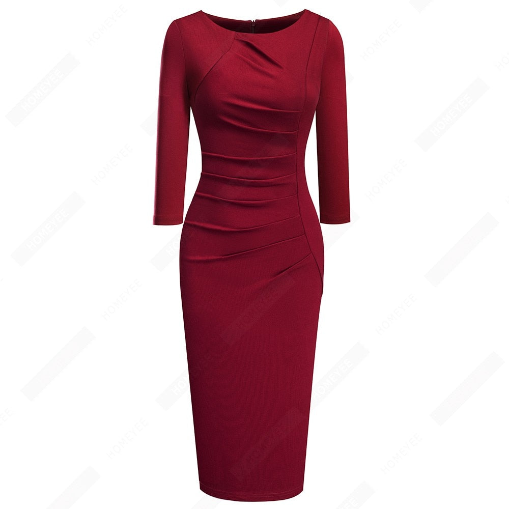 Women Elegant Fashion Solid Color Wear to Work Dresses Business Office