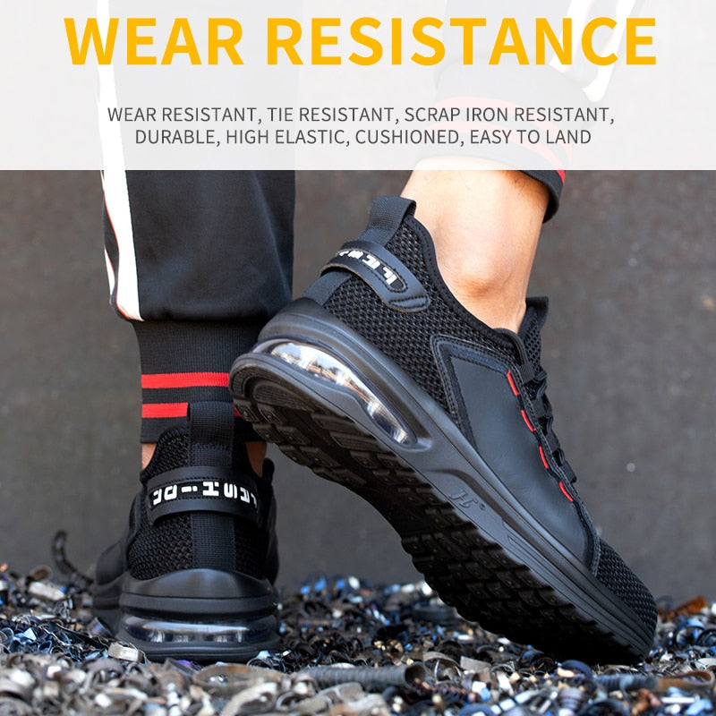 Work Shoes Hollow Breathable Steel Toe Boots Lightweight Safety Work Shoes