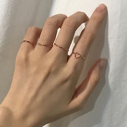 Women Twist Pearl Pearl Rings Set Fashion Geometric Hollow Crystal Ring