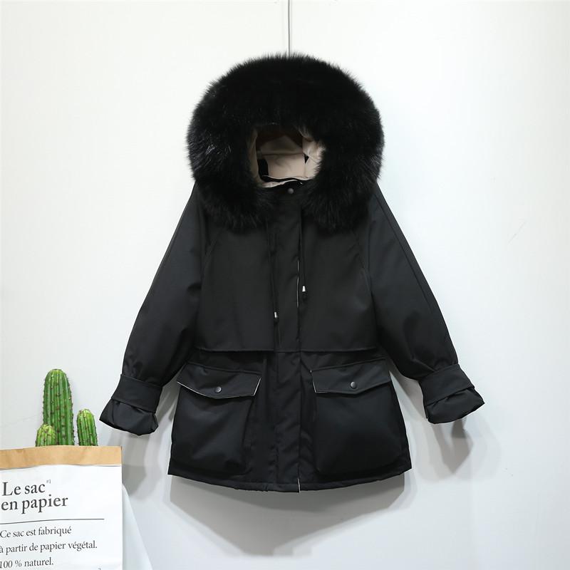 Winter Jacket Women Large Natural Fur White Down Coat