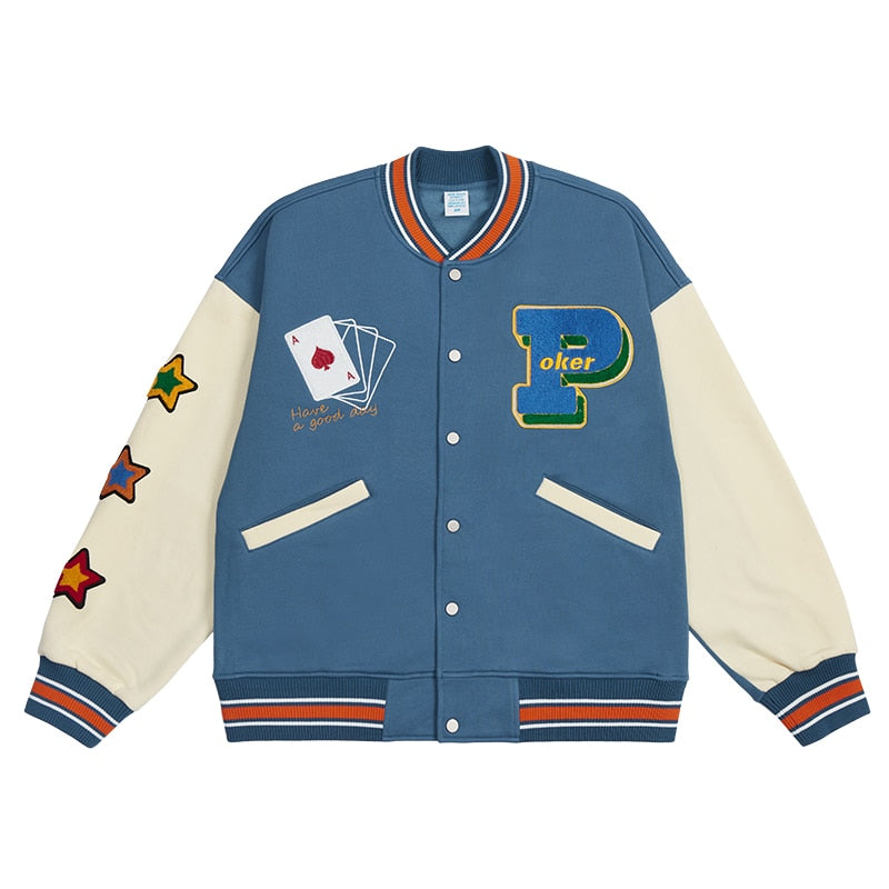 Streetwear Vintage Baseball Jacket Men High Quality Towel Embroidery