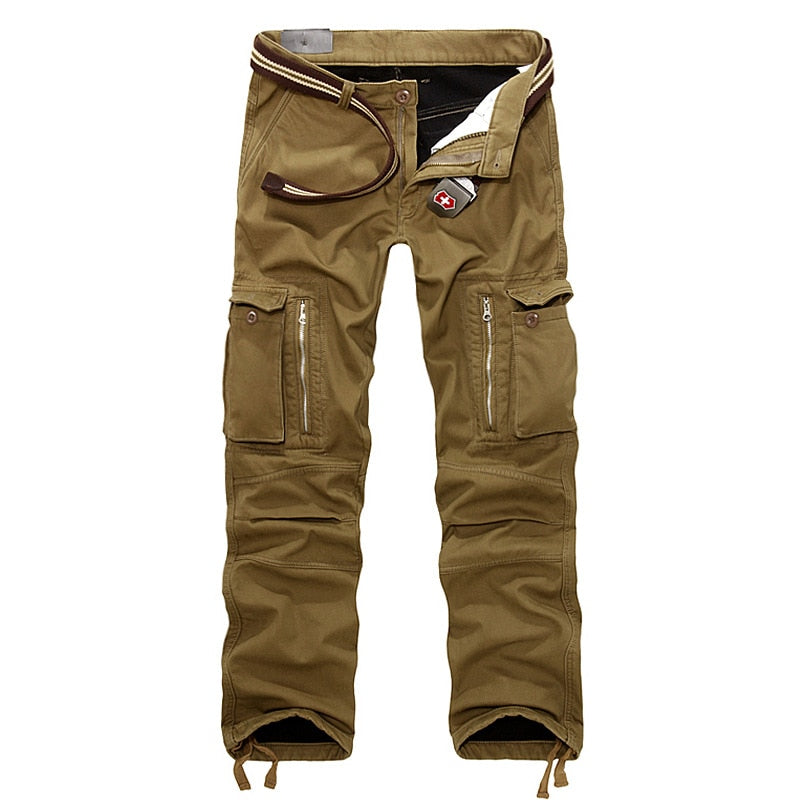 Winter Fleece Warm Tactical Pants Zip Cotton Trousers Loose Army Green