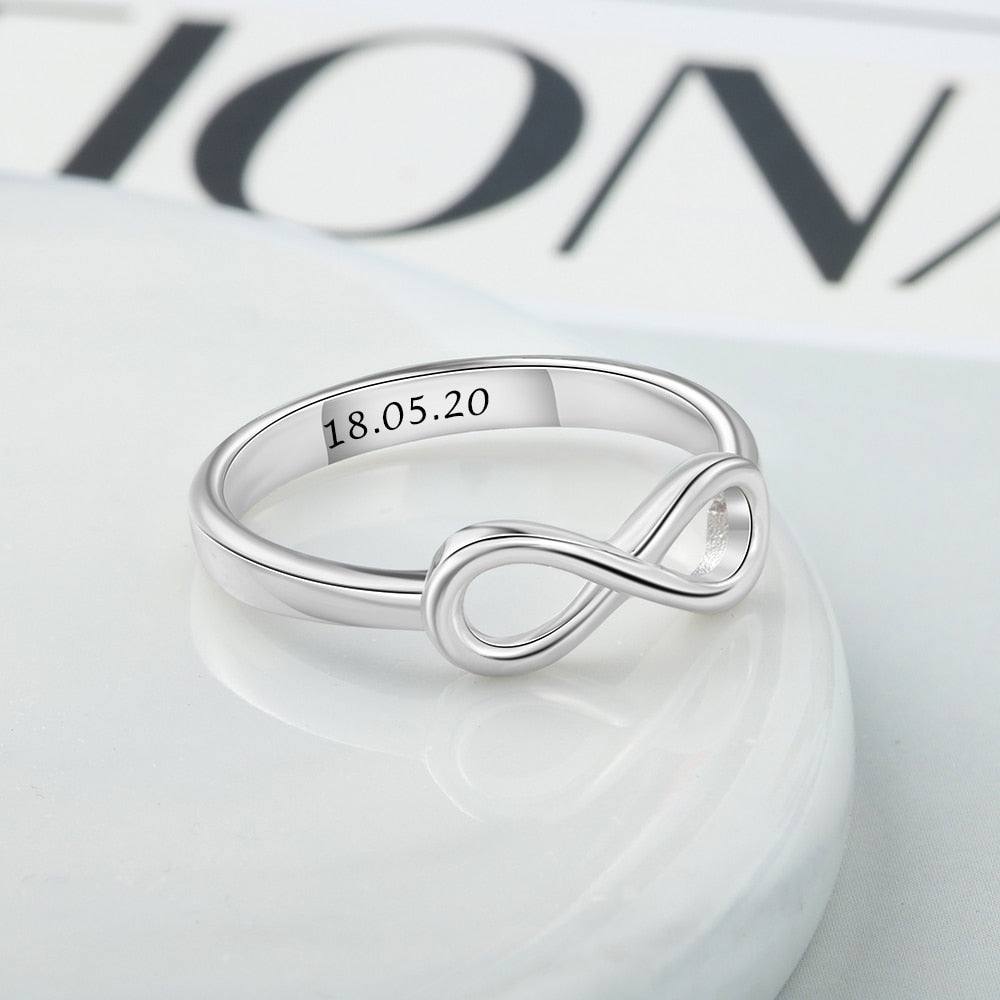 Personalized Infinity Ring Silver Color Custom Name Wedding Gift Love Forever Ring