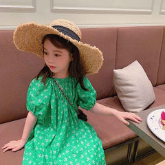 Children Floral Dress Summer Girls Puff Sleeve Dress Children Dress