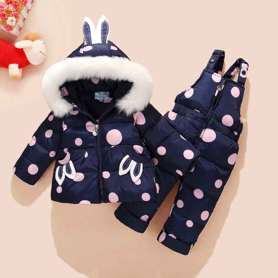 Russian Winter Suit for Children Baby Girl Down Jacket and Pants