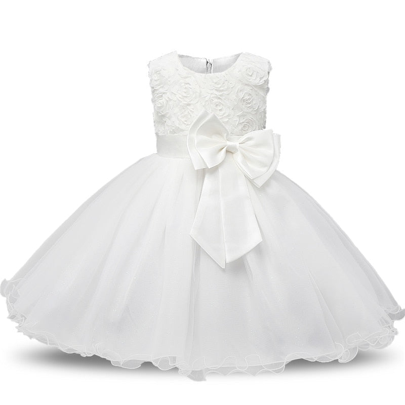 Vintage Flower Girl Princess Dress For Weddings Summer Kid Formal Bow Long