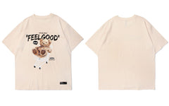 Short Sleeve Tees Harajuku Streetwear Toy Bear Shopping Cart Print