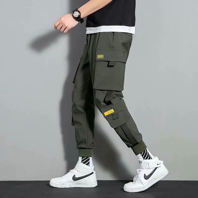 tie-foot overalls men trendy brand trousers ins nine points