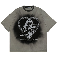 Men T Shirt Hip Hop Dark Streetwear Tie dye Tshirt Print Harajuku