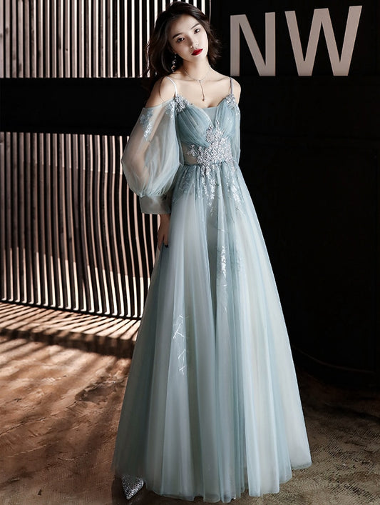 Homecoming Dresses: Light Blue Halter Prom Dresses Sweetheart Lace Applique