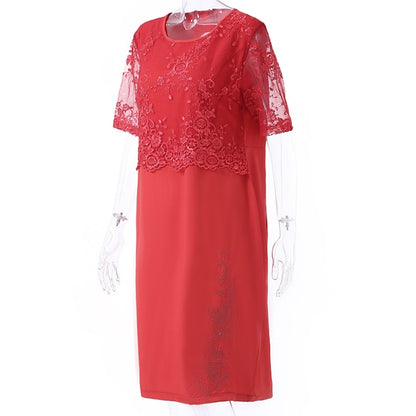 Plus Size 5XL 6XL Women Summer Autumn Dress Elegant Lace Dress Female