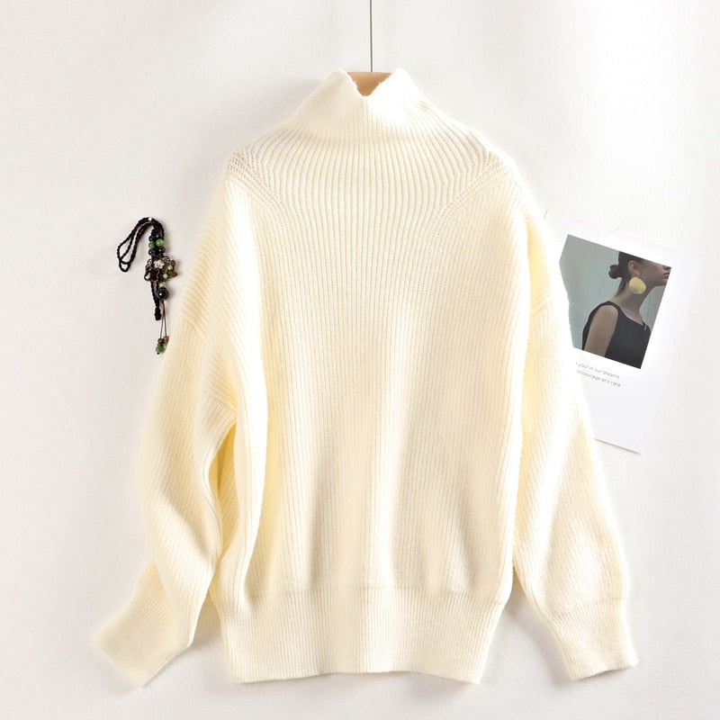 Wool Women's Sweater Autumn Winter Warm Turtlenecks Casual
