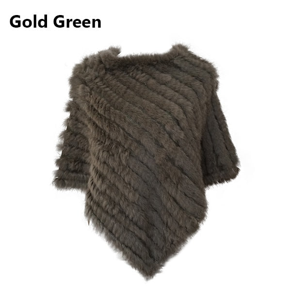 Real Fur Knitted Natural Fur Poncho Vest Fashion Wrap Coat Shawl