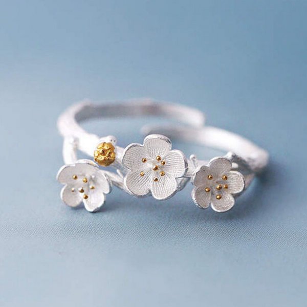Korean Style Daisy Flower Elegant Opening Rings Women Adjustable Wedding