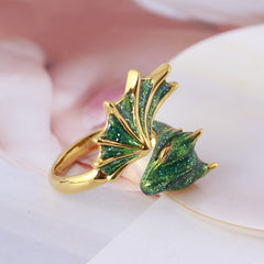 Fashion Enamel Dragon Rings Punk Viking Animal Snake Adjustable Finger Ring
