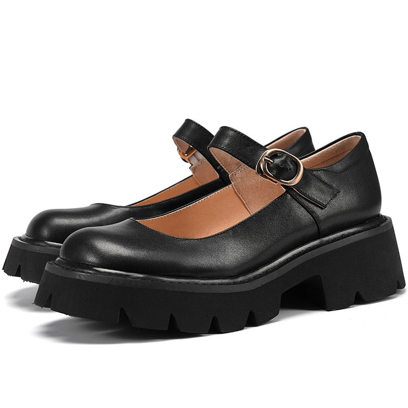 Matching Shoes and Bags: Mary Janes Shoes Women Natural Genuine Leather