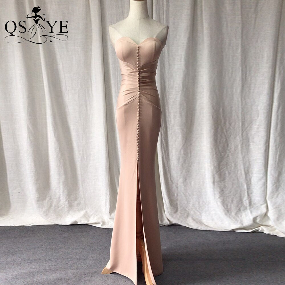 Homecoming Dresses: Long Prom Dress Fitted Elastic Ruched Evening Gown