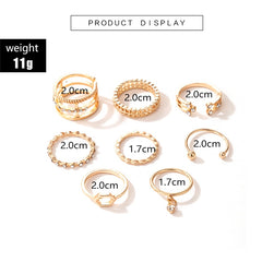 Tocona 8pcs/sets Hollow Out Rings for Women Men Charms Clear Crystal