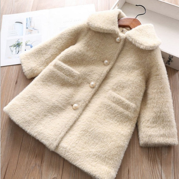 Children Woolen Coat Girl Long Woolen Coat Thick