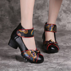 Spring Autumn Retro Genuine Leather Platform Shoes Women