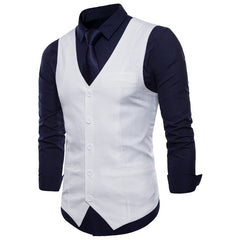 Casual Cotton Linen Mens Suit Vest Slim Fit Single Breasted Sleeveless Waistcoat