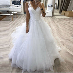 Ball Gown Wedding Dress With Tiered Tulle Skirt White Customize Bride Dress