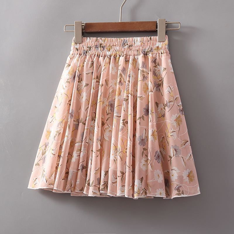summer big swing skirt high waist chiffon A-line short skirt umbrella skirt