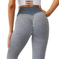 Grid Tights Yoga Pants Women Seamless High Waist Leggings