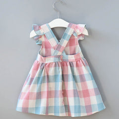 Girls Dress Strap Hollow Embroidery Casual Sleeveless Party Princess Dress