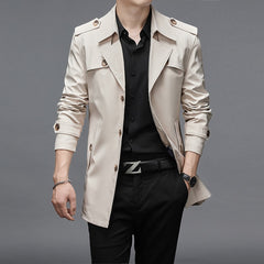 Thoshine Brand Spring Autumn Men Trench Coats Superior Quality Buttons