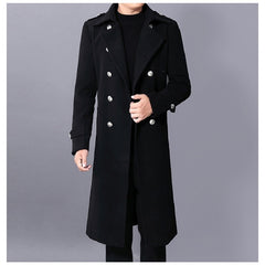 Long dust coat Men Winter Warm Trench Woolen Cloth Coat Mens Double