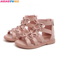 Summer Children's Sandals for girl Genuine Leather High-help Hollow Out