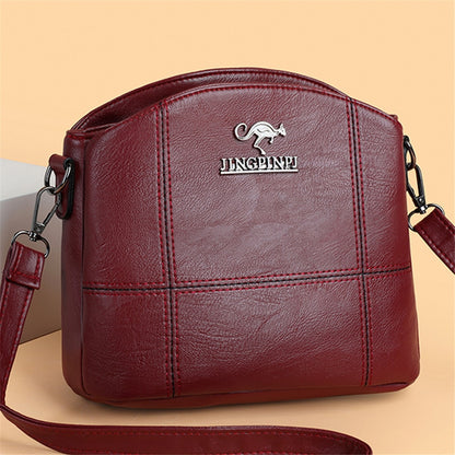 Solid Leather Small Crossbody Bags for Women Multi-Pocket Simple
