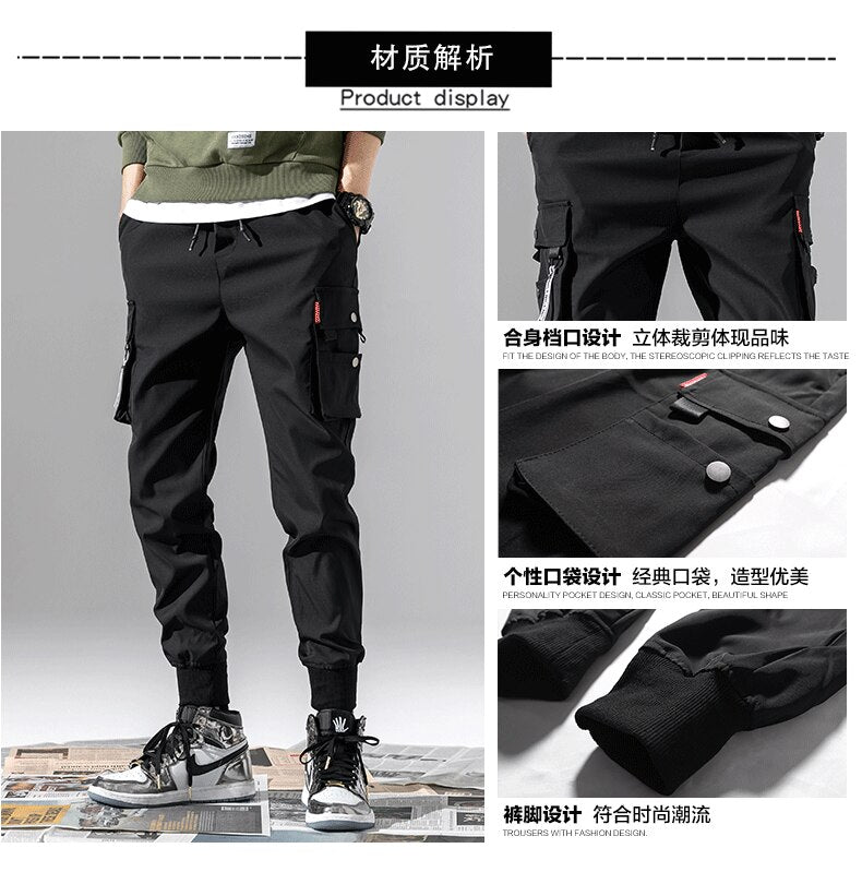 Winter Men Plus Velvet Cargo Pants Multi-pocket Harem Pants Joggers Men
