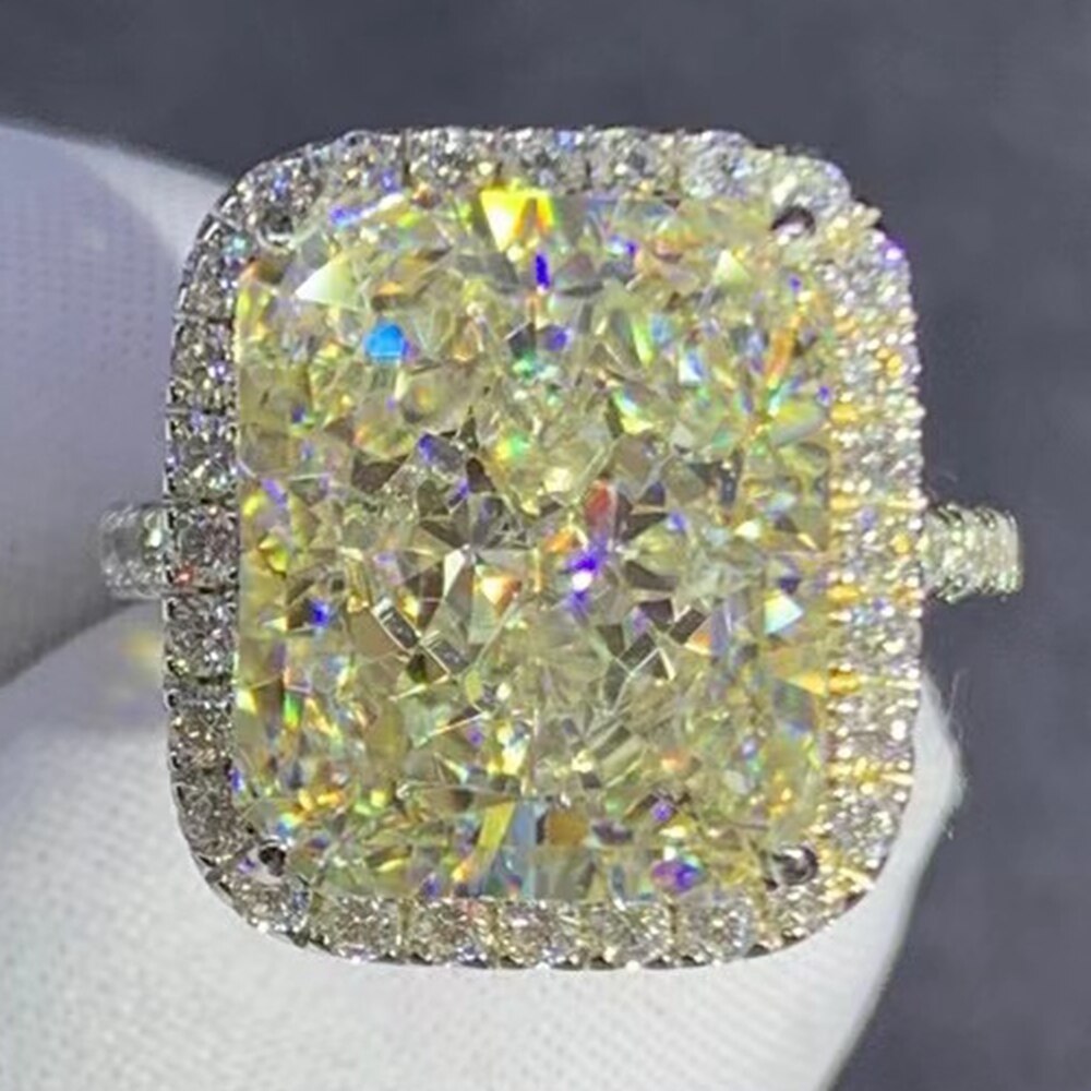 Luxurious Real 925 Sterling Silver 3EX Radiant Cut 8CT VVS D Color