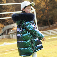 Children down jacket girls mid-length girls middle-aged