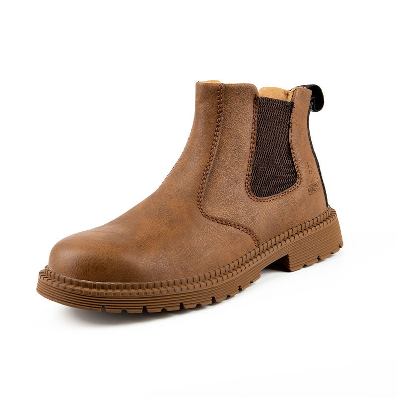 Waterproof Safety Work Shoes For Men Chelsea Steelhead Leather Boots Male