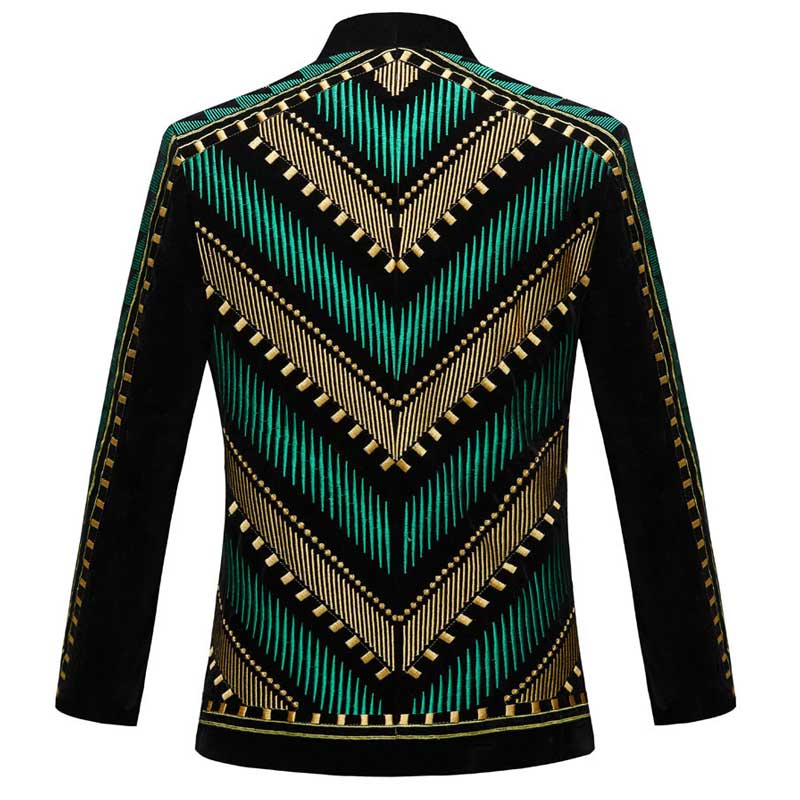 Luxury African Embroidery Cardigan Blazer Jacket Men Shawl Lapel Slim Fit