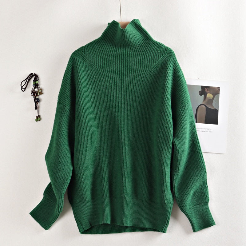Wool Women's Sweater Autumn Winter Warm Turtlenecks Casual